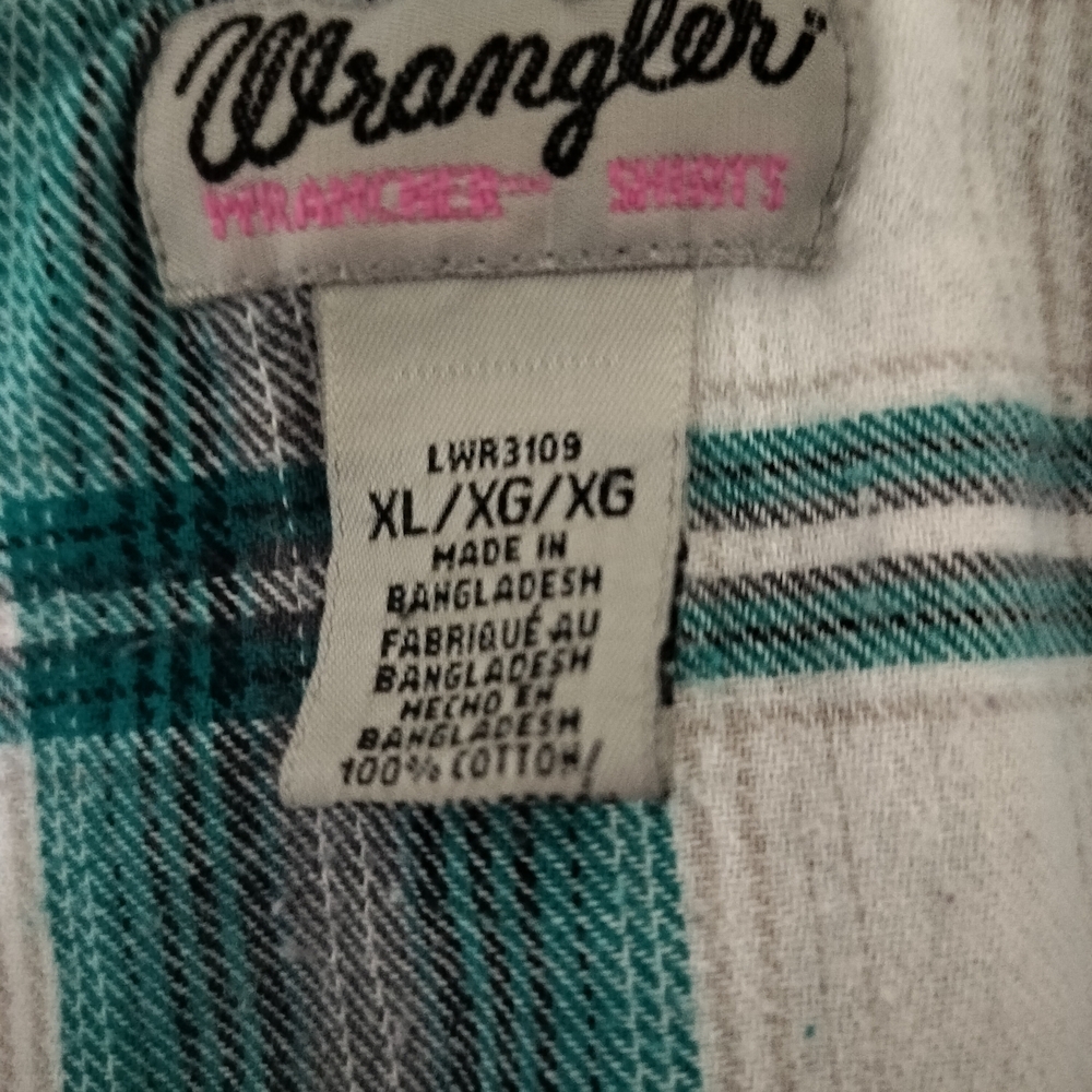 Wrangler Western Pearl Snap Plaid Shirt Women's XL 100% Cotton Ranch Cowgirl - Picture 6 of 7